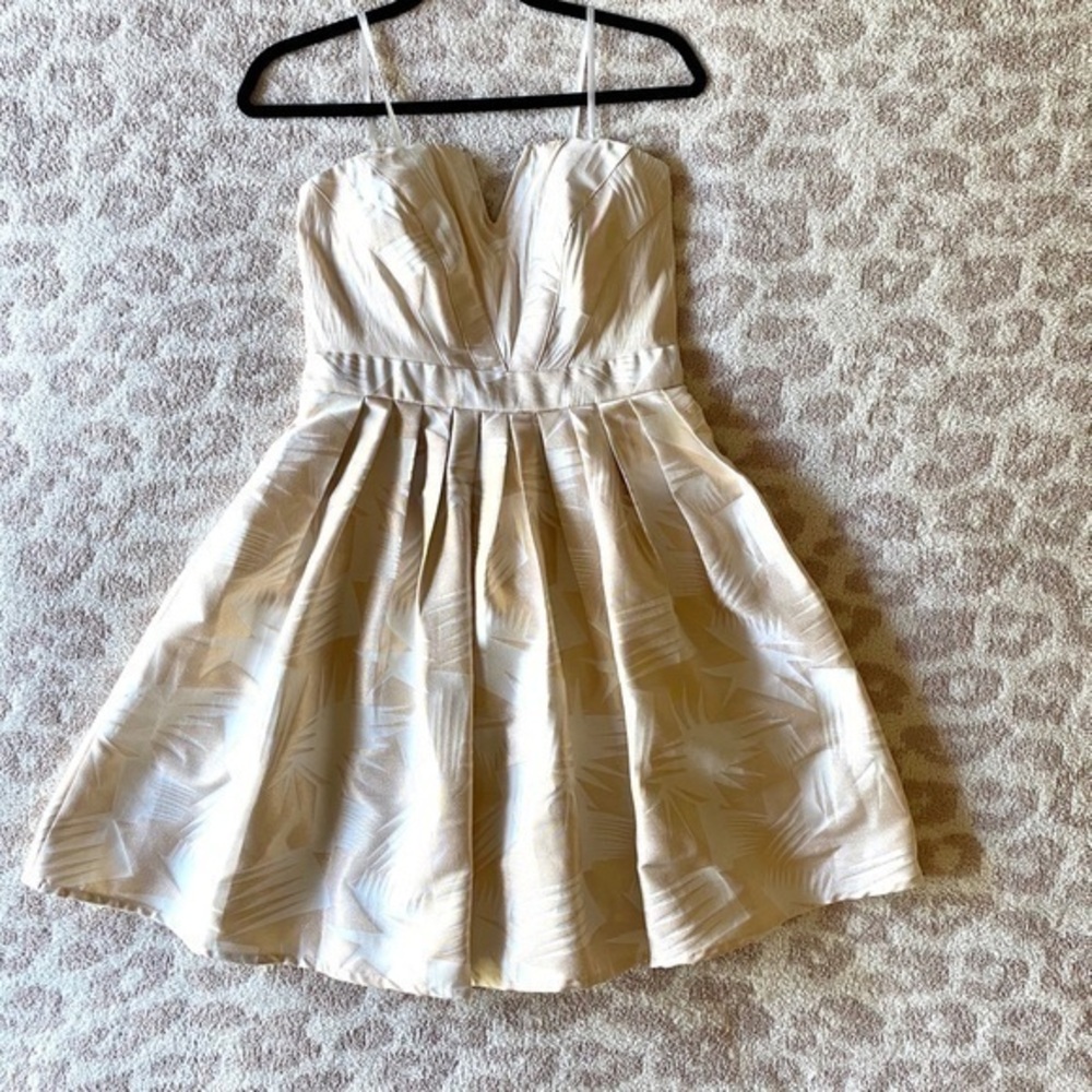 Gianni Bini Cream and Gold Cocktail Dress